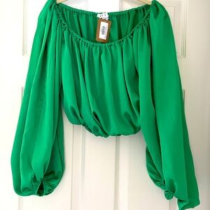 HYFVE green off the shoulder top, size medium. NWT